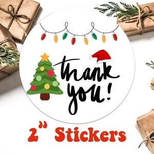 🎄Holiday Thank You Stickers 2”